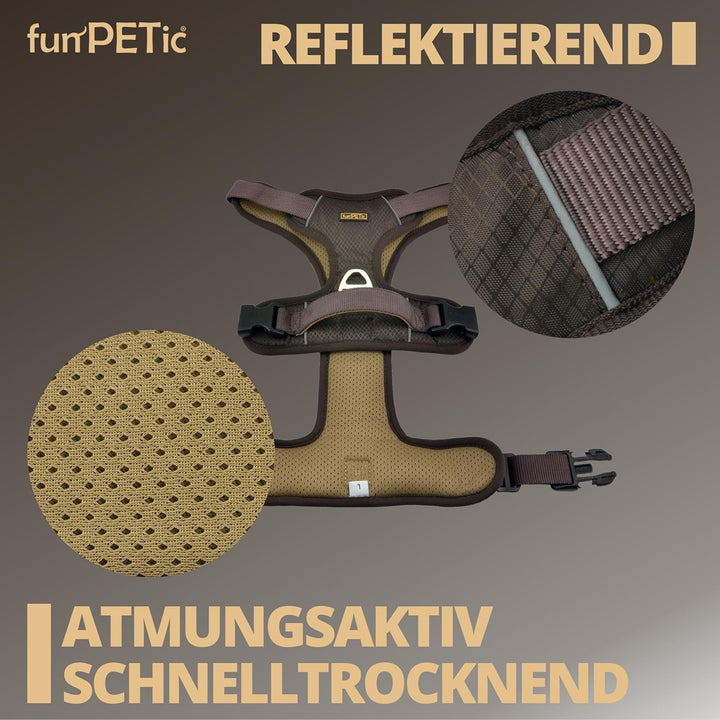 funPETic Hundegeschirr 2022 - Anti-Zug Geschirr, reflektierend, gepolstert und atmungsaktiv - Brustg