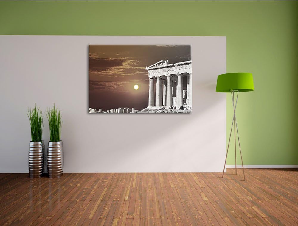 schöner Tempel der Athene schwarz/weiss Format: 100x70 auf Leinwand, XXL riesige Bilder fertig gerah