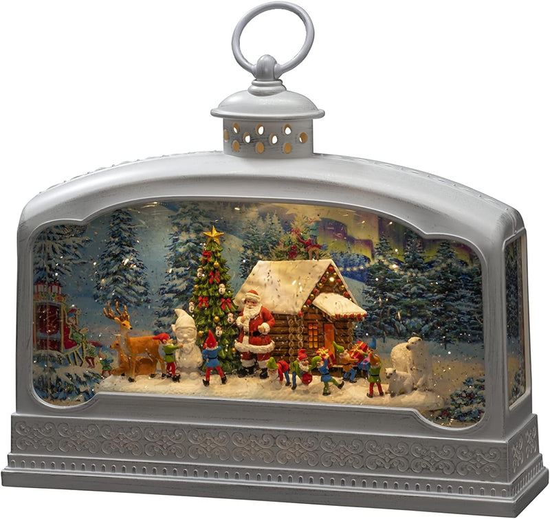 Konstsmide LED Wasserlaterne, "Santa mit Tieren", weiss, wassergefüllt, wählbare Energiefunktion, mi