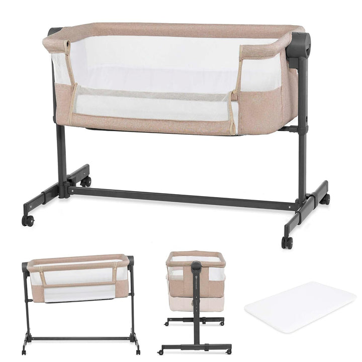 Kinderkraft NESTEE UP 2 Beistellbett 2 in 1, Kinderreisebett mit Matratze Laken, 5-stufige Matratzen