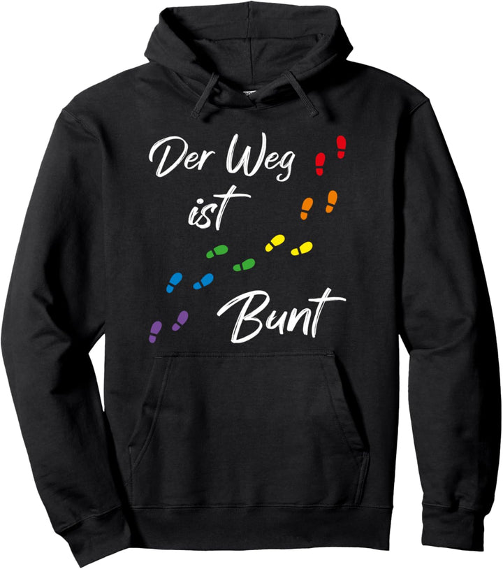 Der Weg ist Bunt mit Regenbogen Farben Fussspuren | LGBTQ Pullover Hoodie