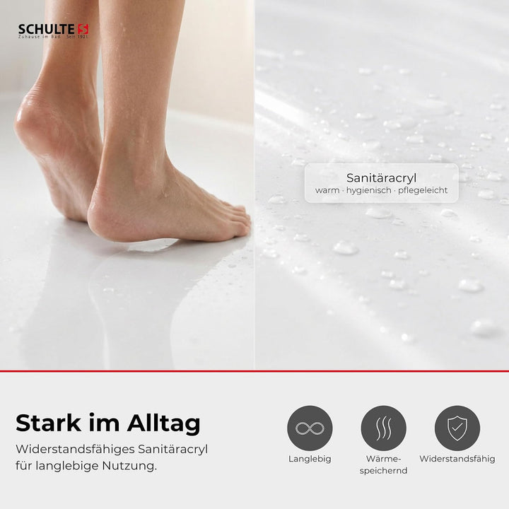 Schulte Duschwanne Modell A - aus hochwertigem Sanitäracryl, 120x90 cm inkl. Fussgesetell, Ab- und Ü