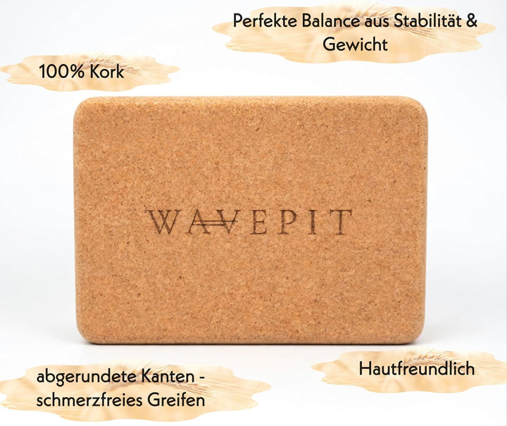 Yoga Block 2er Set Kork 100% Natur, 22,5 x 15 x 7,5 cm | Packung mit 2, ökologisch nachhaltig, Natur
