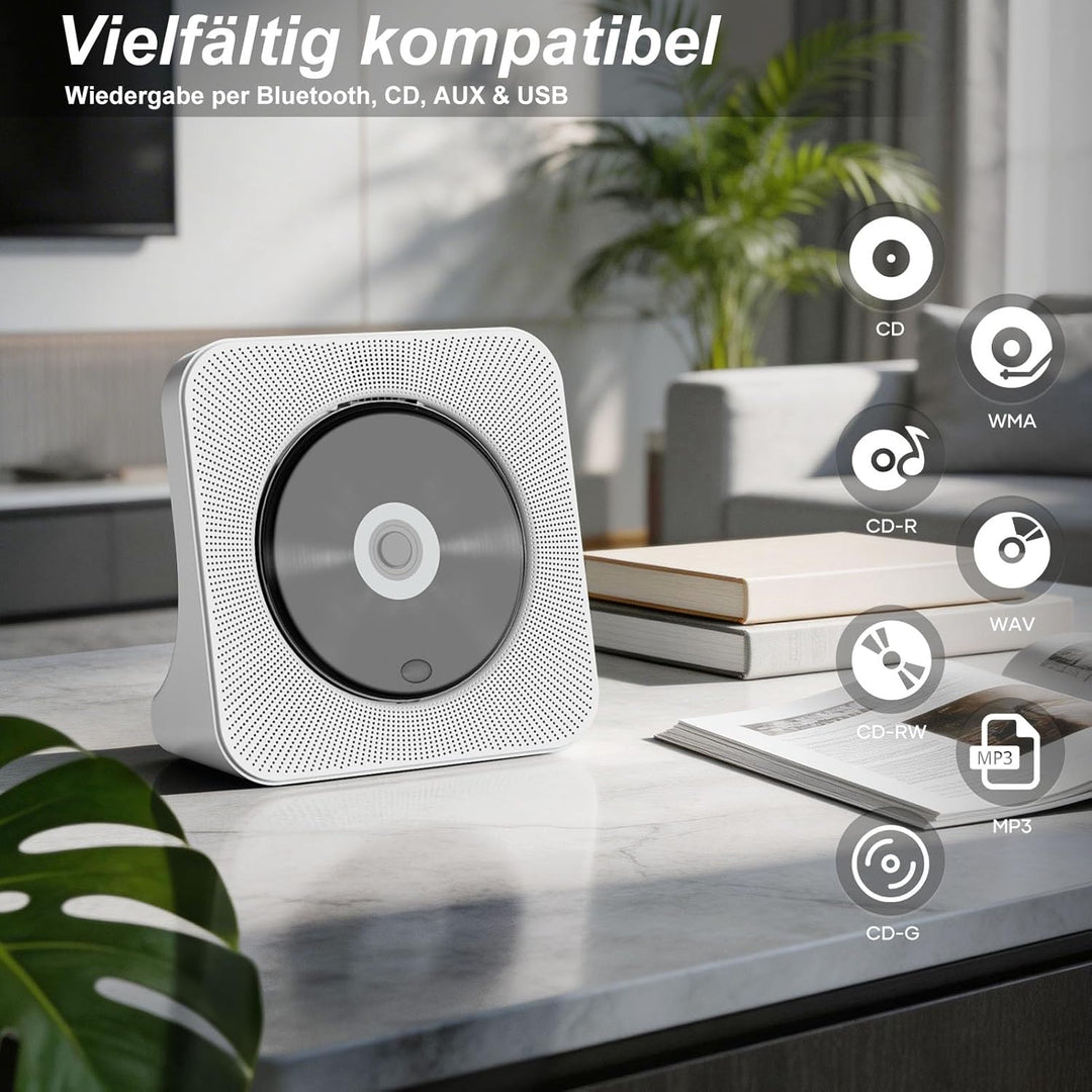 CD Player Tragbar Bluetooth 5.0 CD Spieler Tragbarer CD-Player mit Fernbedienung HiFi-Sound Lautspre
