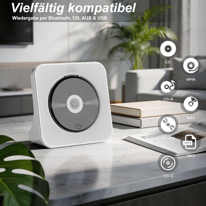 CD Player Tragbar Bluetooth 5.0 CD Spieler Tragbarer CD-Player mit Fernbedienung HiFi-Sound Lautspre
