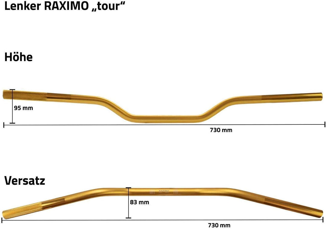 Alu Lenker Tour 22mm mit ABE Raximo Gold, gold