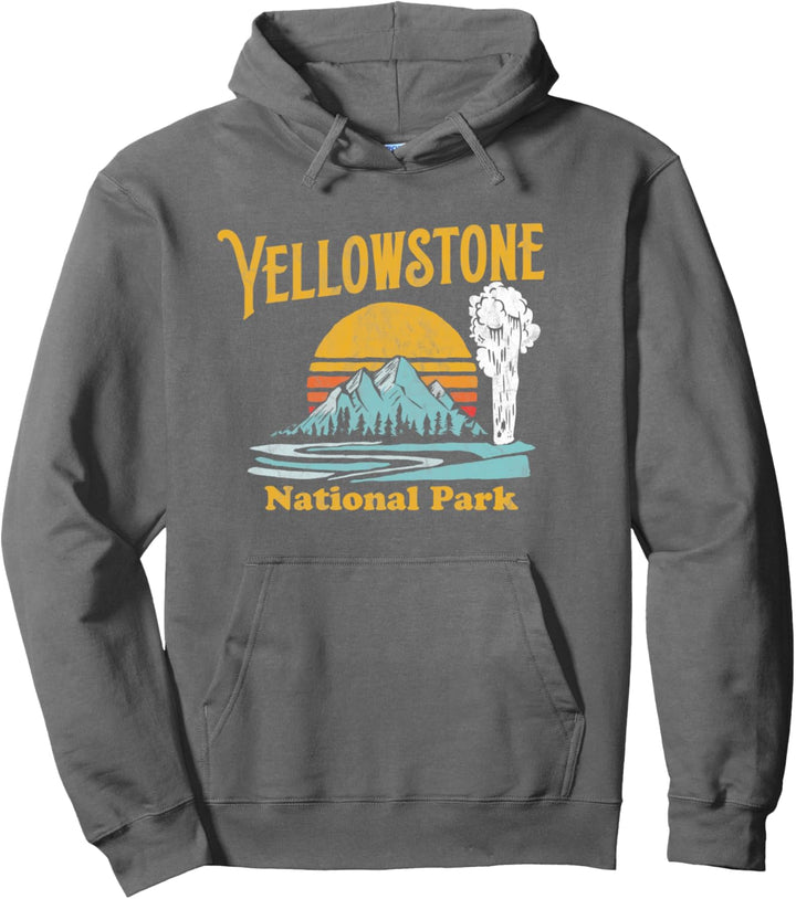 Vintage Yellowstone National Park Retro 80's Graphic Pullover Hoodie