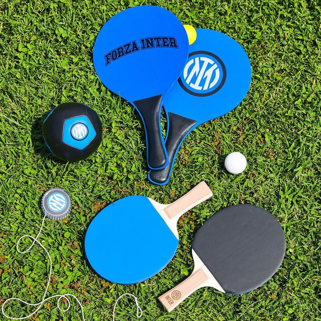 Inter - Tischtennisschläger mit Logo und Set mit Zwei Bällen Kinder und Erwachsene Interisten - Offi