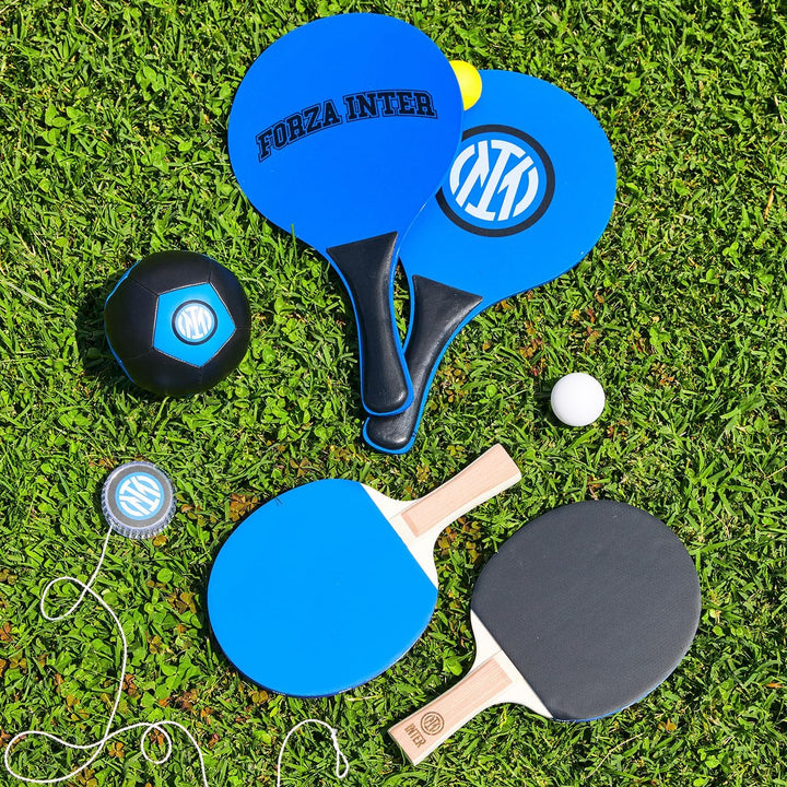 Inter - Tischtennisschläger mit Logo und Set mit Zwei Bällen Kinder und Erwachsene Interisten - Offi