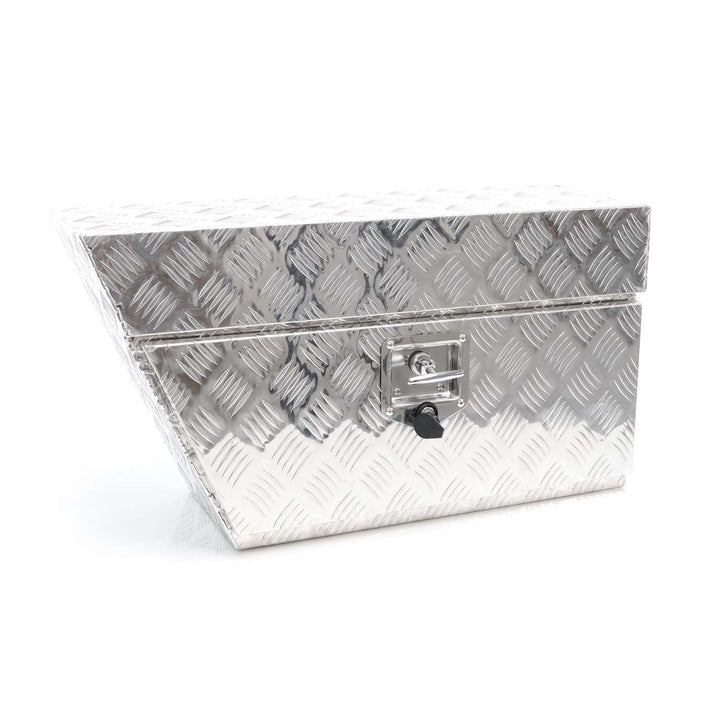 WilTec XPOtool Aluminium Unterflurbox Links 75x25x40cm Deichselbox bis 60 Liter Staubox mit 2 Schlüs