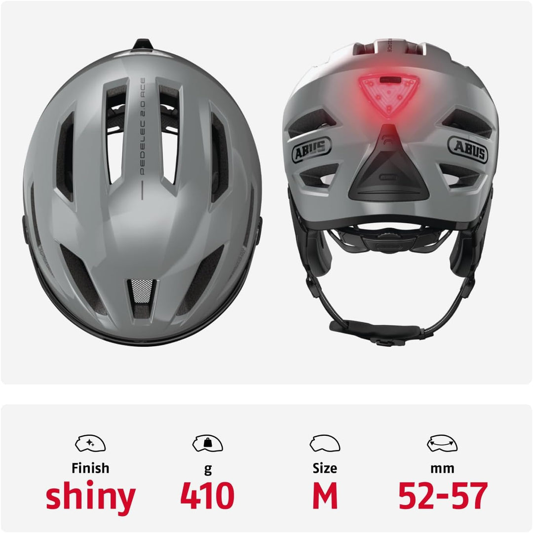 ABUS Stadthelm Pedelec 2.0 ACE - Fahrradhelm mit Rücklicht, Visier, Regenhaube, Ohrenschutz - für Da