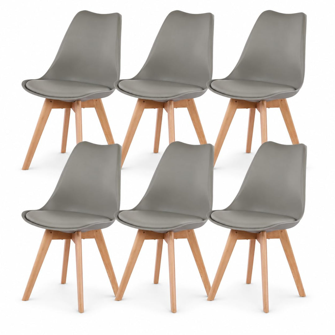EGGREE 6er Set Esszimmerstühle mit Massivholz Buche Bein SGS Geprüfter, Retro Design Gepolsterter St