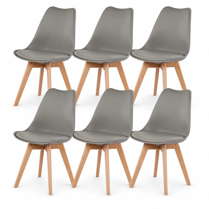 EGGREE 6er Set Esszimmerstühle mit Massivholz Buche Bein SGS Geprüfter, Retro Design Gepolsterter St