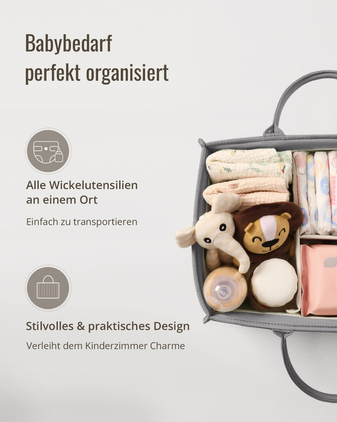 Blissful Diary Wickeltisch-Organizer, Wickelkorb für die Wickelstation, Stilvoller Wickelorganizer f