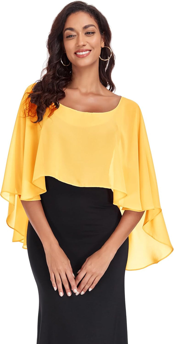 Chiffon Wrap Shawls Capes for Evening Dresses Wedding Bridal Bolero Shawl Wraps for Women Gelb, Gelb