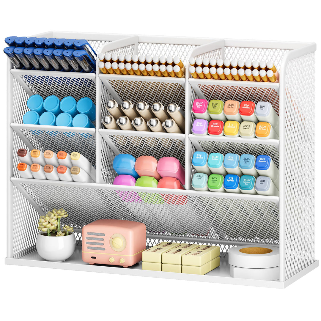 VITVITI Schreibtisch Organizer, 9 Fächer Stiftehalter, Netz Stifte Regal aus Metall, Stiftehalter Sc