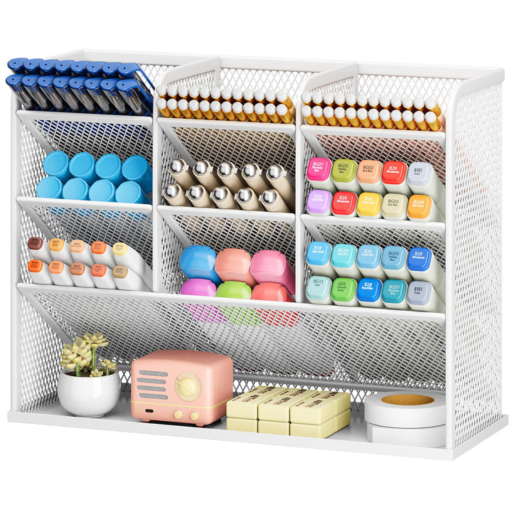 VITVITI Schreibtisch Organizer, 9 Fächer Stiftehalter, Netz Stifte Regal aus Metall, Stiftehalter Sc