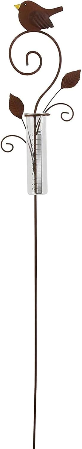 Dekoleidenschaft Gartenstecker aus Metall im Rost-Design, mit Glas-Regenmesser, Niederschlagsmessung