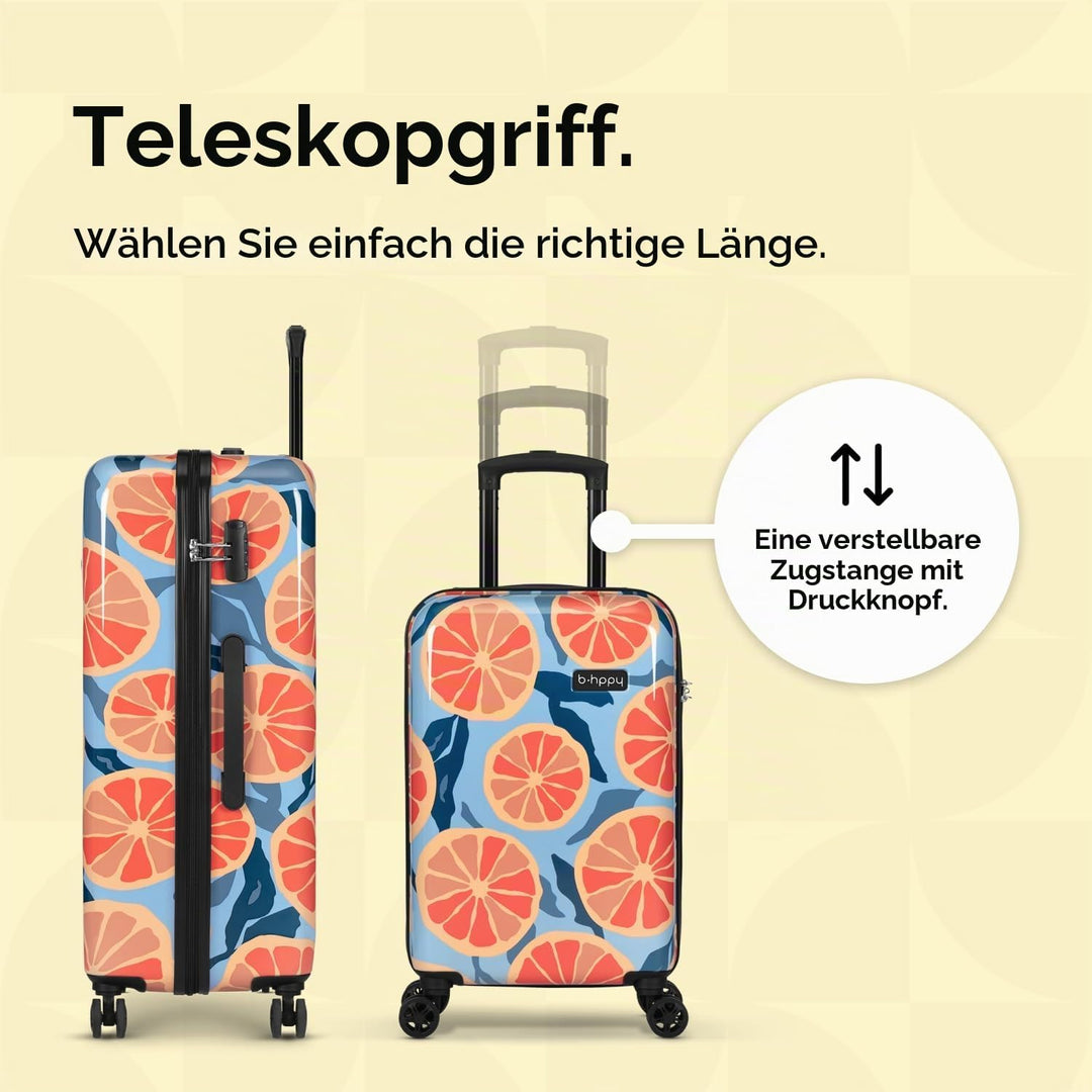 Handgepäck Koffer mit 4 Rollen 53x35x20cm - Hartschalen Kabinentrolley - Zahlenschloss - 33L - Grape