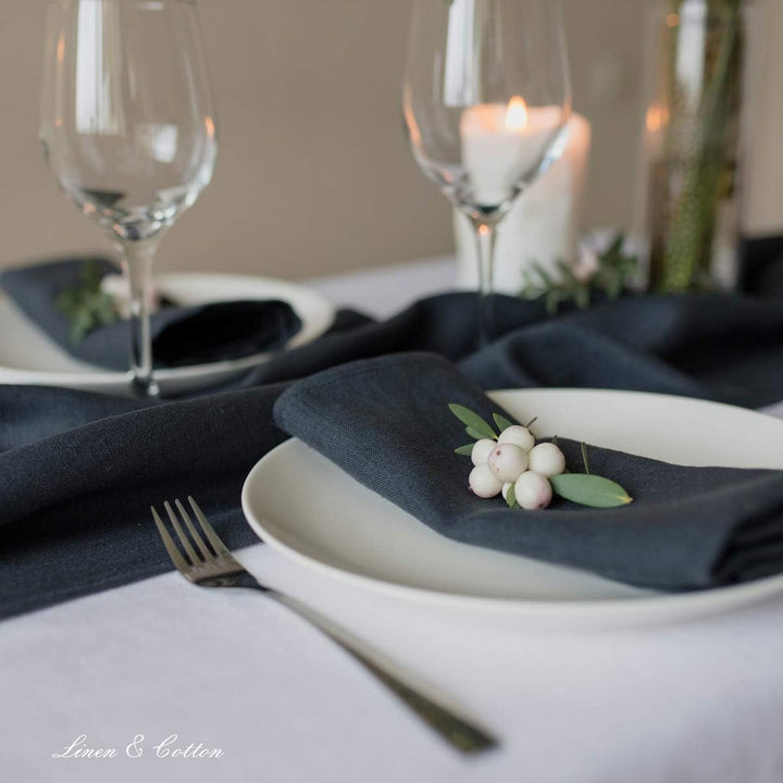 Linen &amp; Cotton Hochwertige 4 x Stoffservietten/Servietten Stoff/Leinenservietten Hygge -100% Leinen,