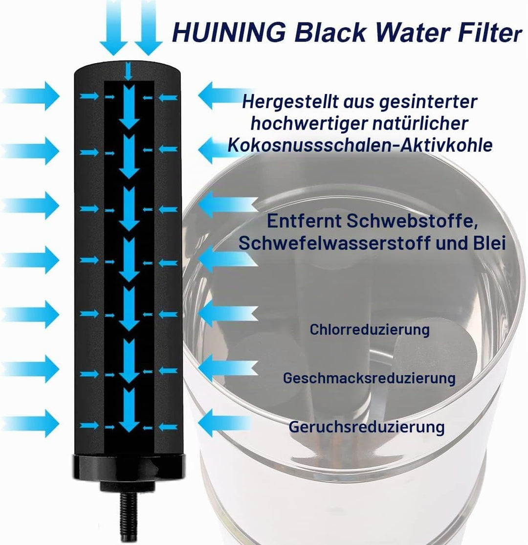 HUINING 4 Stück schwarze Wasserfilter für Wasseraufbereitungseinheit, Wasserfilter, Ersatz für Haush