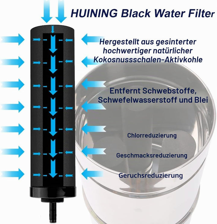 HUINING 4 Stück schwarze Wasserfilter für Wasseraufbereitungseinheit, Wasserfilter, Ersatz für Haush