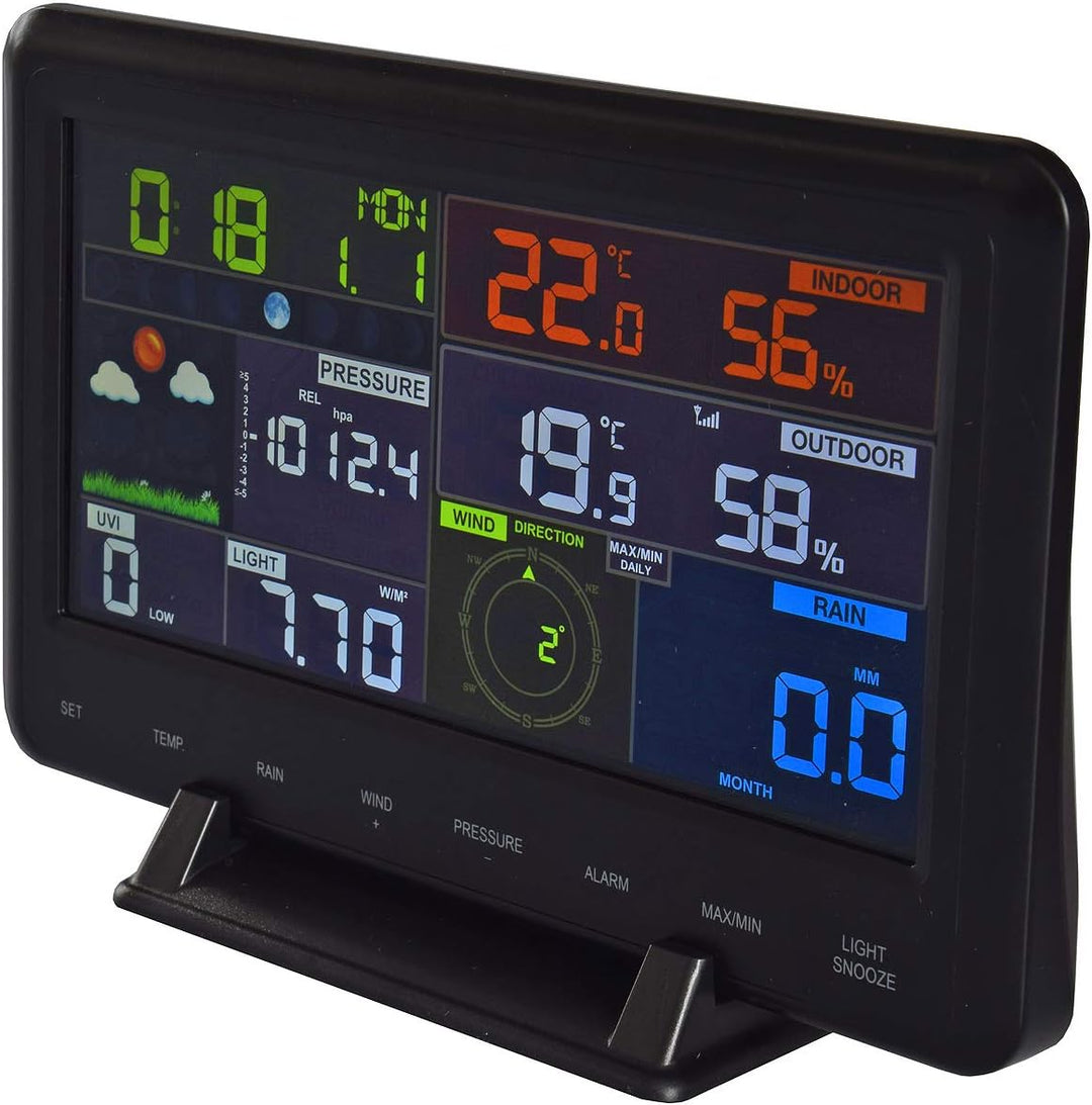 ChiliTec WLAN Wetterstation 12in1 - Temperaturanzeige Innen & Aussen mit Display, Smart App, Wetterr