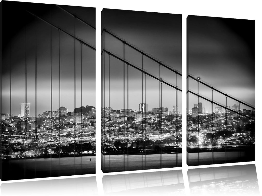 Pixxprint San Francisco Skyline als Leinwandbild/Grösse: 3 Teilig (120x80) cm/Wandbild/Kunstdruck/fe