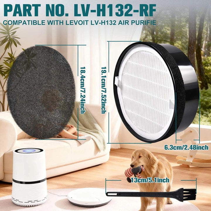 LEONTOOL LV-H132 Ersatzfilter für Levoit LV-H132 Luftreiniger, Pre-in-1 3-in-1, H13 True HEPA, hoche