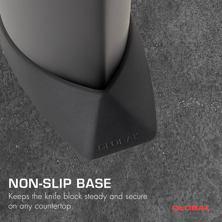 Global GKB-52/CB Messerblock oval, S-Size, schwarz für 9 Messer Farbe 2:, Farbe 2: Schwarz