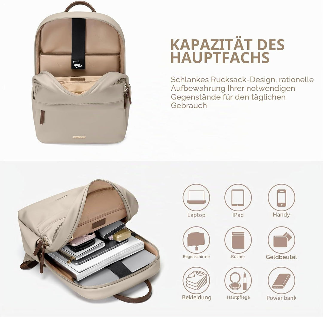 GOLF SUPAGS Laptop-Rucksack Damen, schlanke Computertasche, Arbeit, Reisen, College-Rucksack, Geldbö