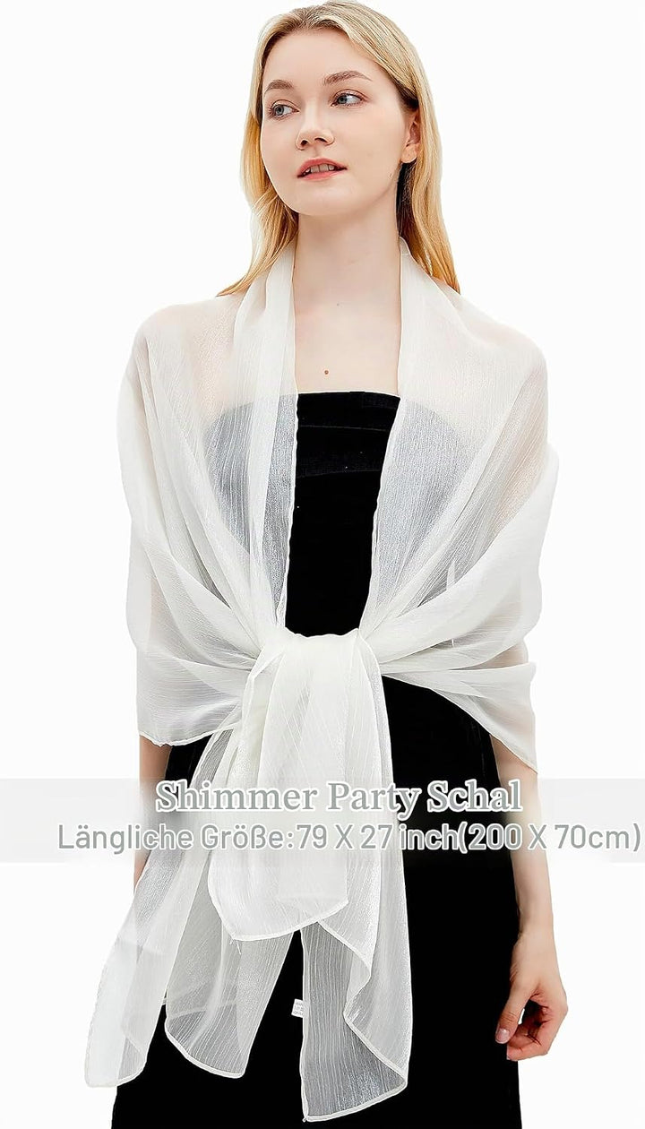 Gragengs Damen Schals und Wraps für Abendkleider Leichte Sheer Crepe Tücher Shimmer Hochzeit Party S