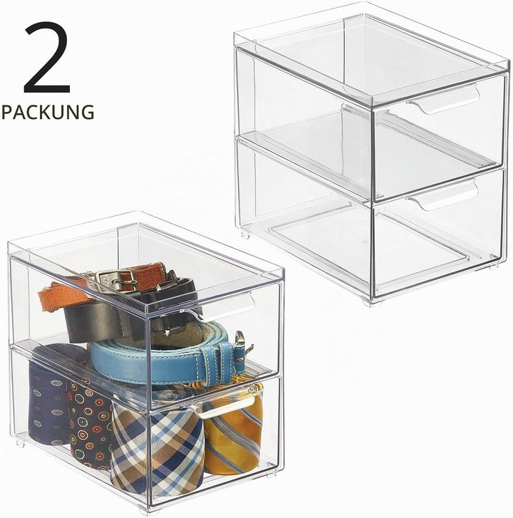 mDesign Aufbewahrungsbox mit Schublade – stabile Schubladenbox aus Kunststoff zur Schuhaufbewahrung