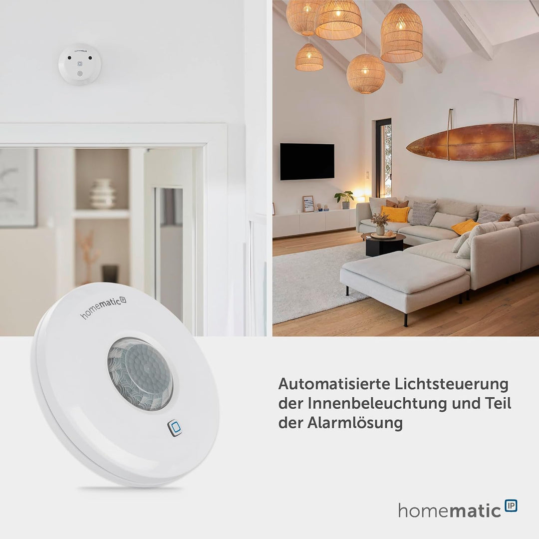 Homematic IP Smart Home Präsenzmelder – innen, schaltet Licht bei Bewegung, präzise Bewegungserkennu