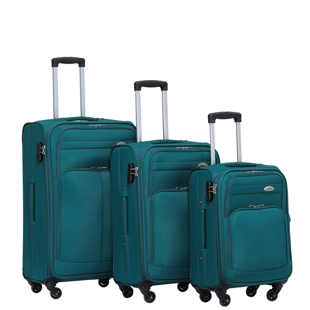 BEIBYE Kofferset Trolley Gepäckset Stoff Dehnungsfuge Koffer Reisekoffer (Türkis)