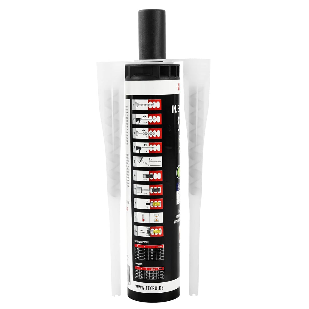 TECPO 4x Injektionsmörtel SF 300 ml inkl. Statikmischer Vebundsmörtel Ankerkleber Innen & Aussen Mör