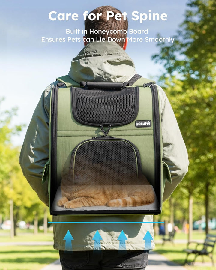 pecute Haustier Expansions Rucksüke für Hund und Katzen mit Front Opening-Mesh Fenstertaschen, Tragb