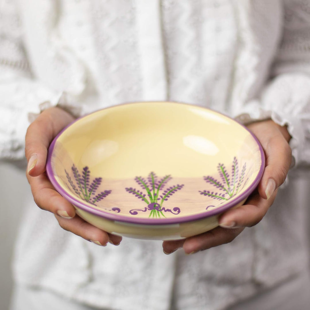 City to Cottage® - Keramik Suppenteller 18.5 cm | Lavendel Motiv | Handgemacht | Keramik Teller Supp