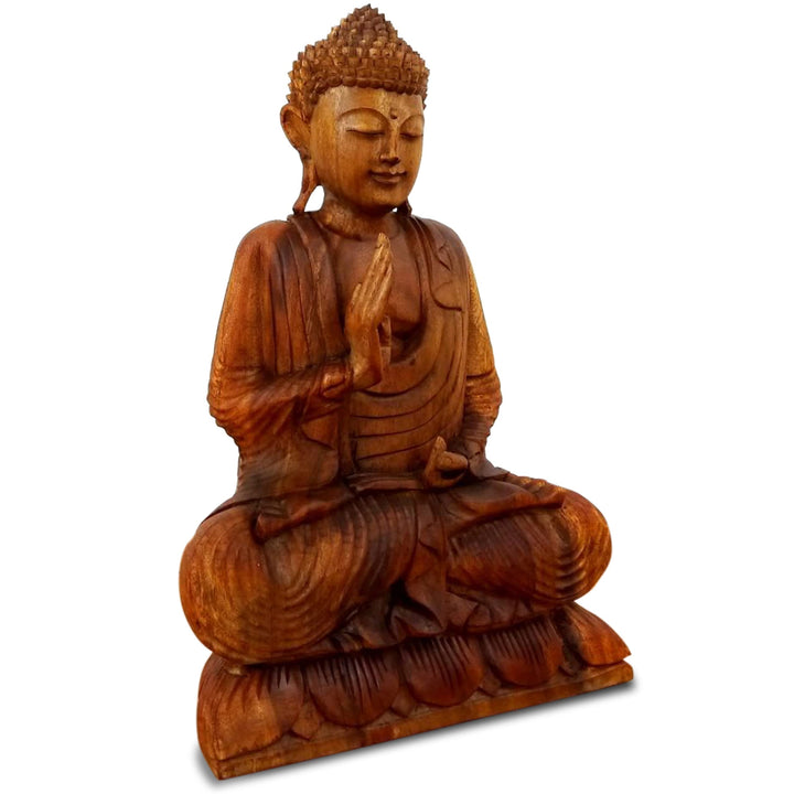 livasia Buddha Figur aus Holz 50cm hoch – Balinesische Handwerkskunst – Buddha Figuren aus Suarholz,