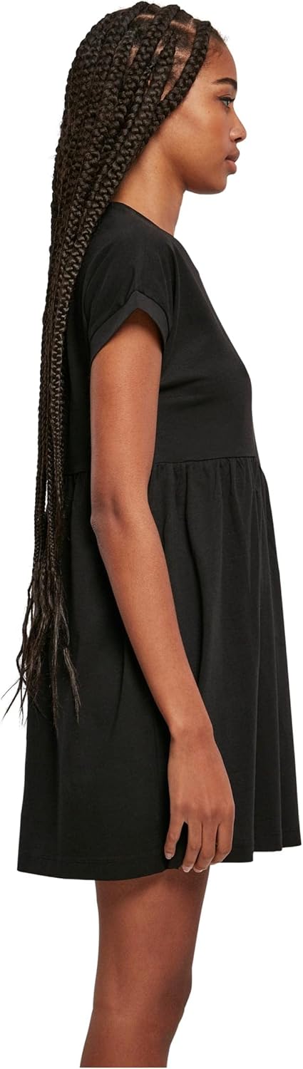 Urban Classics Damen Kleid Ladies Organic Empire Valance Tee Dress, Volantkleid für Frauen, Loose Fi