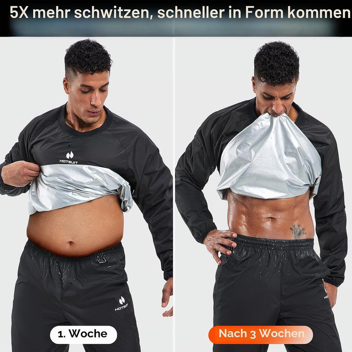 HOTSUIT Schwitzjacke/Schwitzanzug Herren, Anti Rip Sauna Anzug Zum Abnehmen, Workout Saunajacket - S