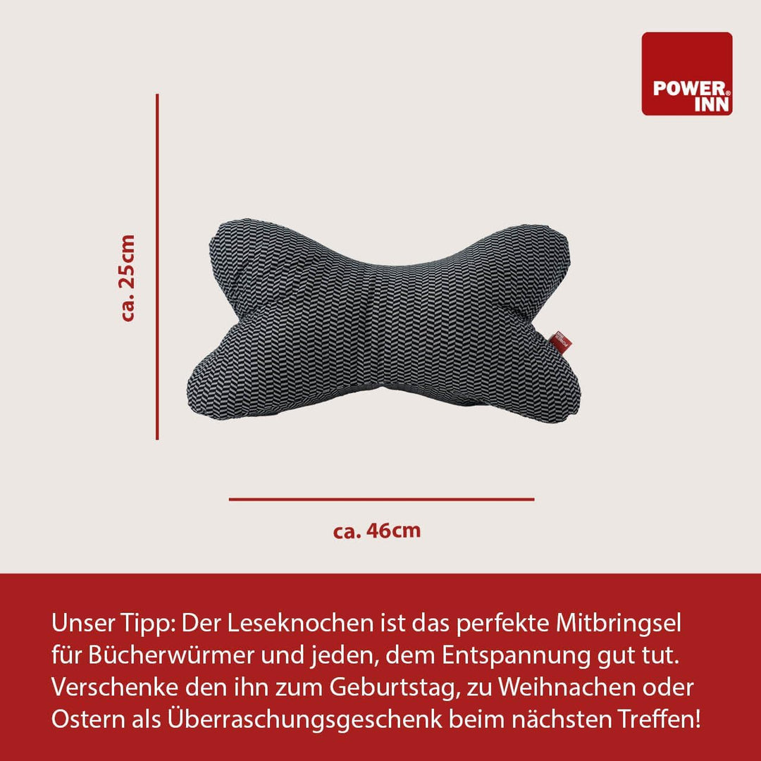 Leseknochen gross ca. 44x23cm | Nackenkissen als Buchstütze und Lesekissen | 60° waschbar aus hochwe