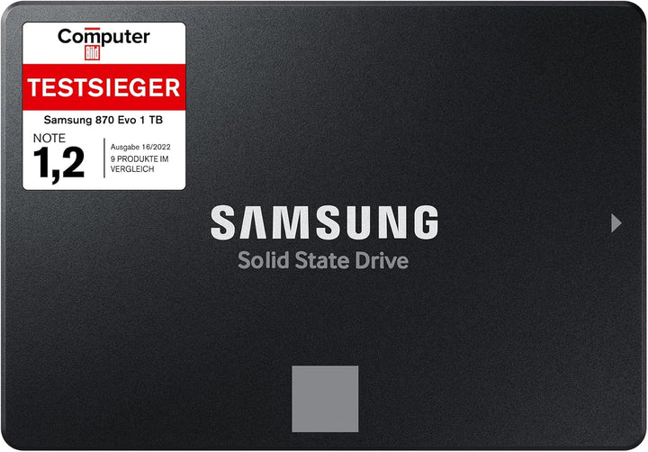 Samsung 870 EVO SATA III 2,5 Zoll SSD, 1 TB, 560 MB/s Lesen, 530 MB/s Schreiben, Interne SSD, Festpl
