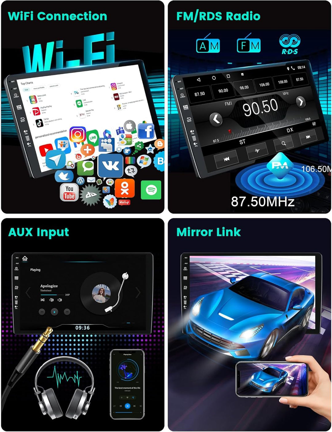 Android 12 Autoradio Für Toyota Fortuner/Hilux/Revo/Vigo 2007-2015 Eingebaut GPS+Carplay Unterstützt