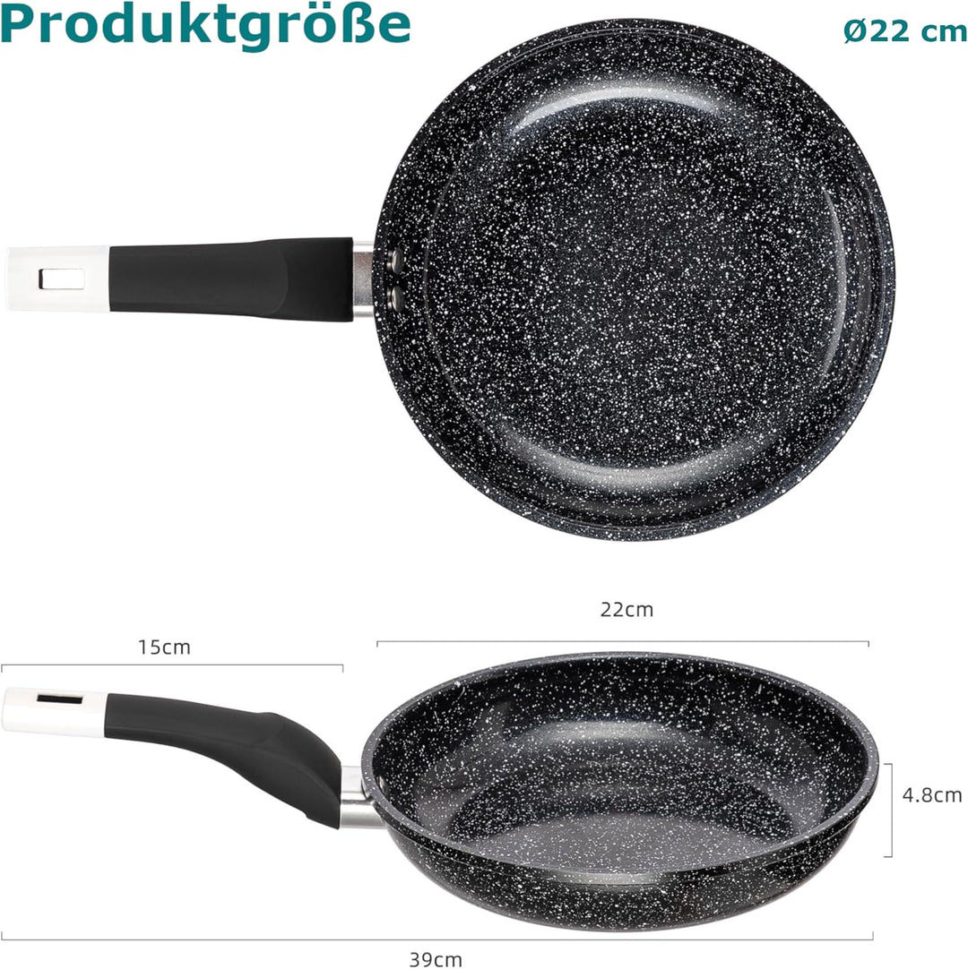EliteHoff Pfanne Induktion, Bratpfanne mit Antihaftbeschichtung, Geeignet für alle Herdarten, Granit
