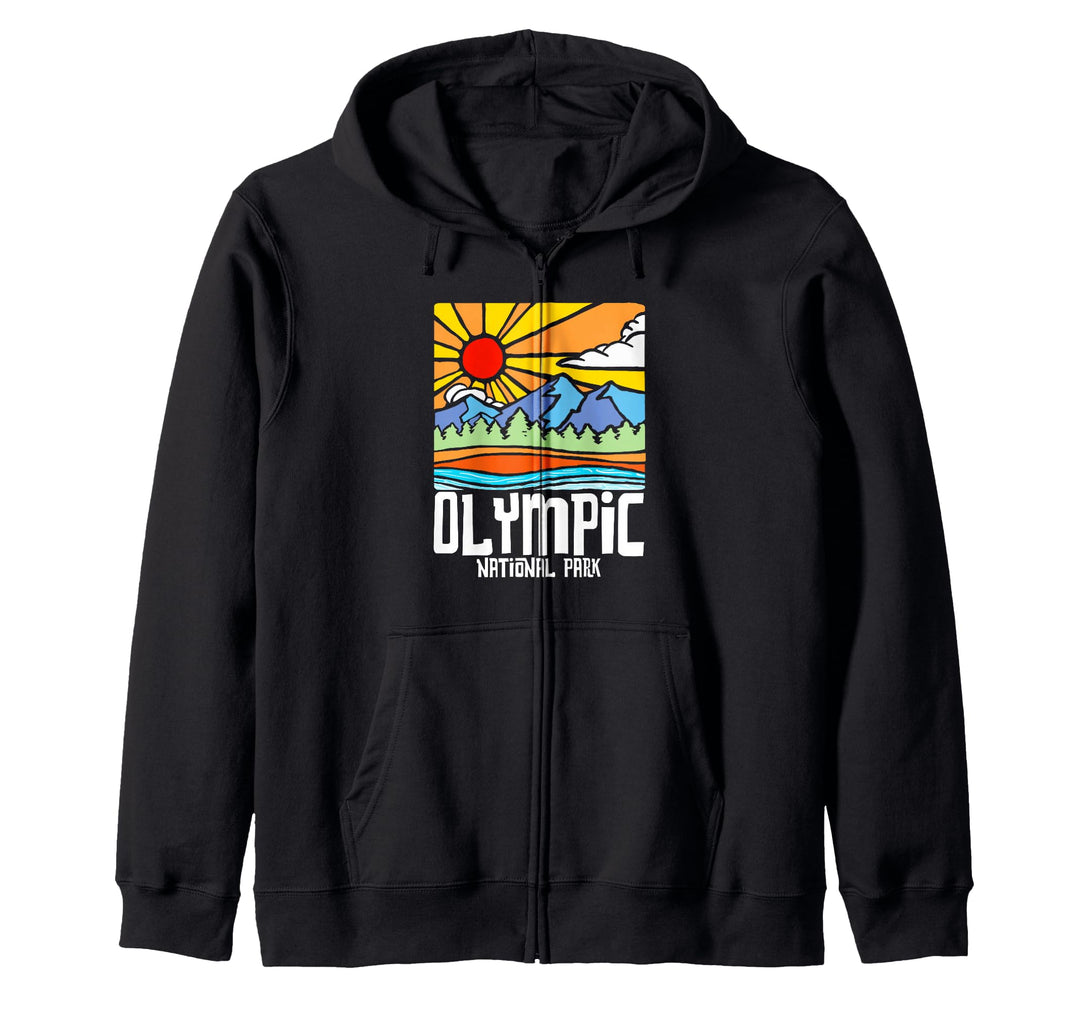 Olympic National Park Artistic Nature & Mountains Vintage Kapuzenjacke
