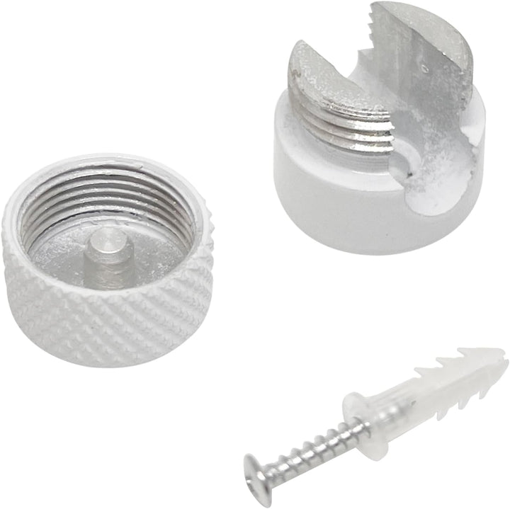 smartect Aluminium Wand- und Deckenpins für Textilkabel [4 Stück, Geriffelt, Weiss] Deckenbefestigun