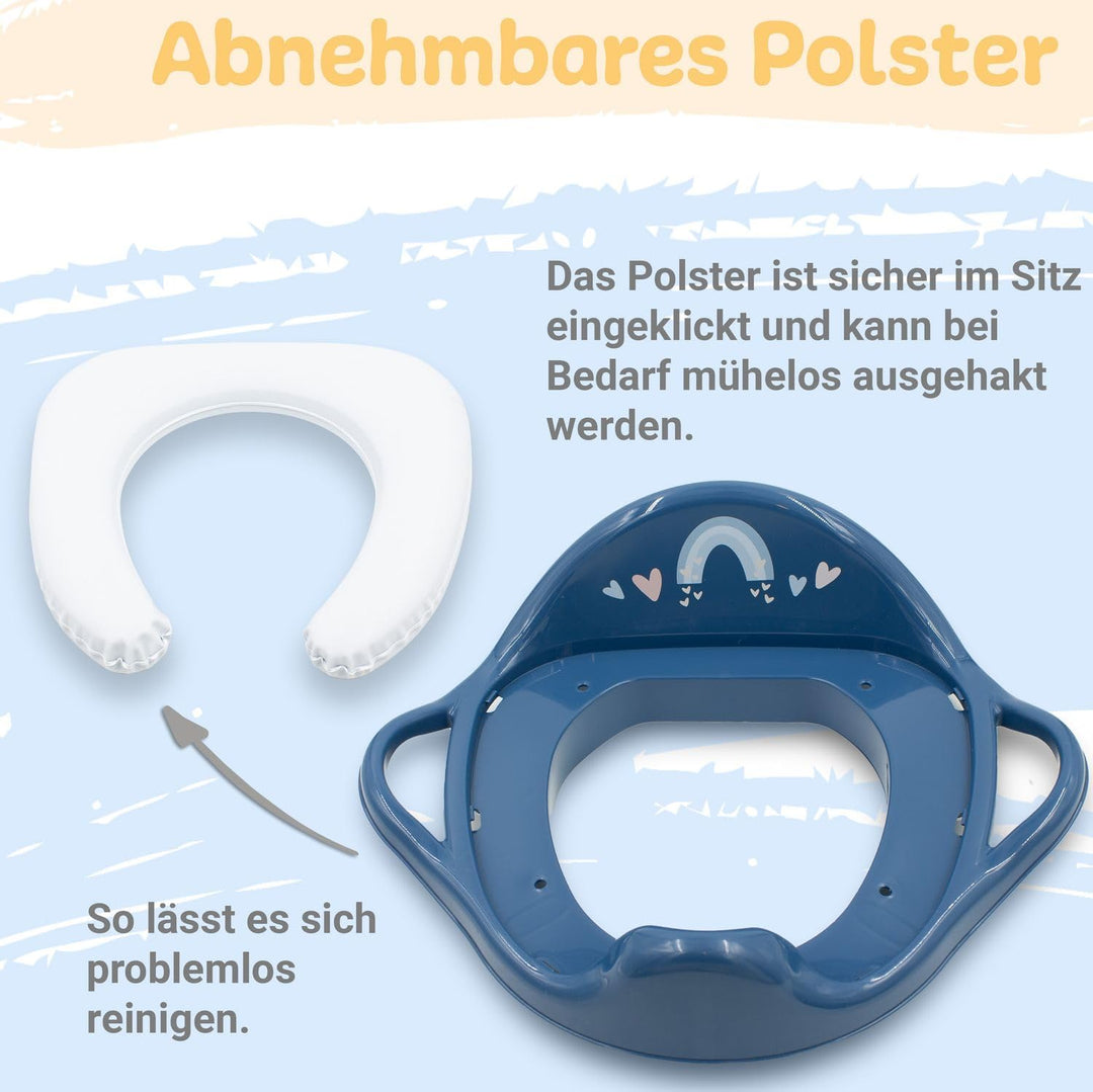Kinder Toilettensitz mit Sitzpolsterung und Griffen! Toilettenaufsatz für Kinder ab 2 Jahre mit Anti