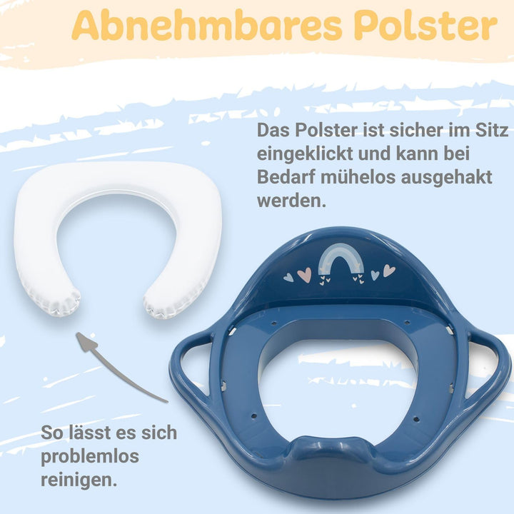 Kinder Toilettensitz mit Sitzpolsterung und Griffen! Toilettenaufsatz für Kinder ab 2 Jahre mit Anti