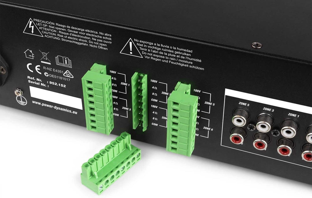 Power Dynamics PRM606 100-Volt-Matrix-Verstärker für 6 Zonen - inklusive Bluetooth und MP3-Player -